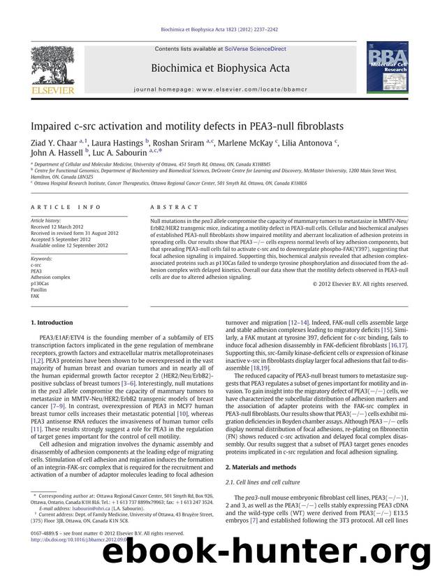 Impaired c-src activation and motility defects in PEA3-null fibroblasts by unknow