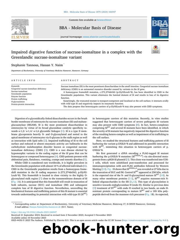 Impaired digestive function of sucrase-isomaltase in a complex with the Greenlandic sucrase-isomaltase variant by Stephanie Tannous & Hassan Y. Naim