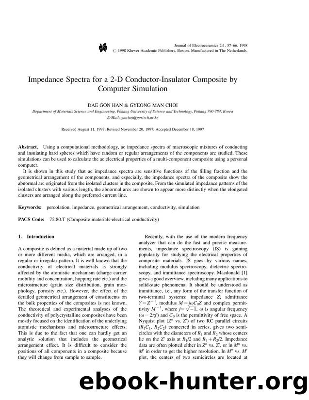 Impedance Spectra for a 2-D Conductor-Insulator Composite by Computer Simulation by Unknown