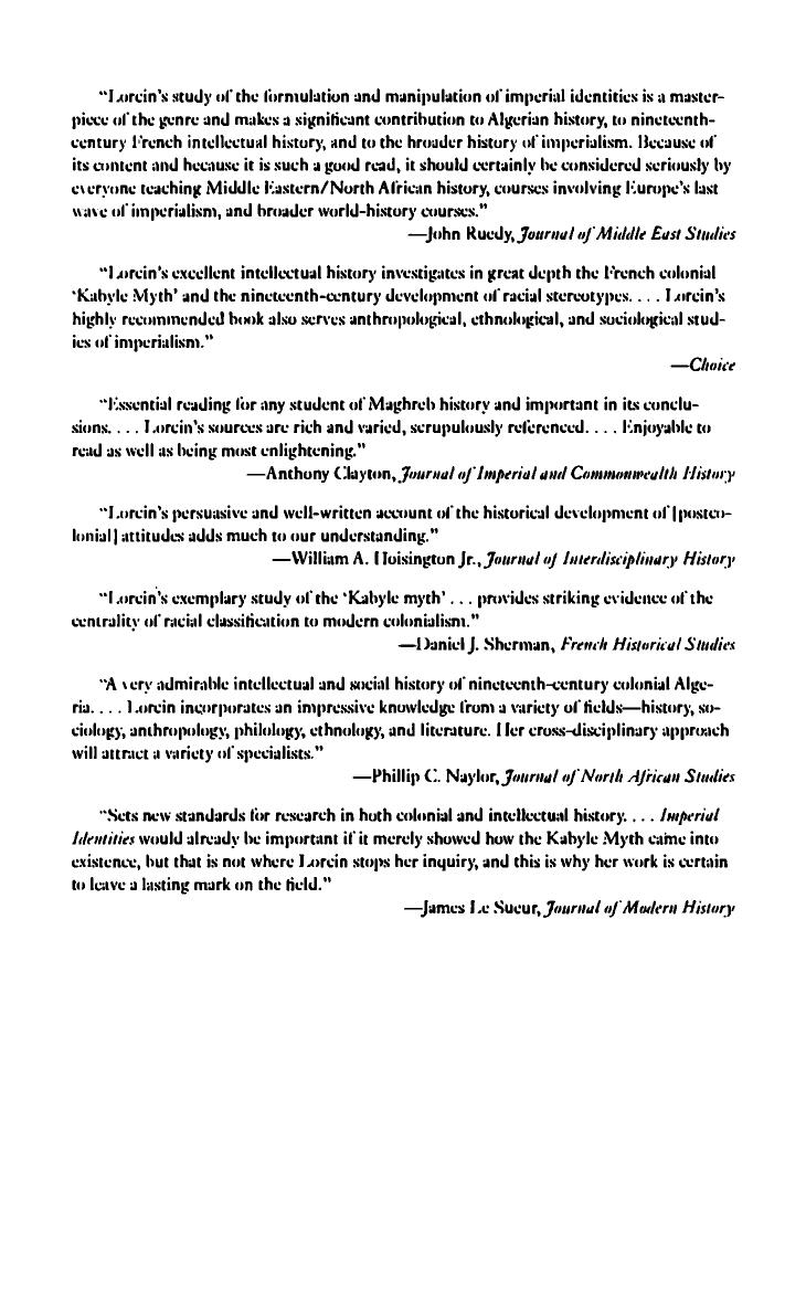 Imperial Identities: Stereotyping, Prejudice and Race in Colonial Algeria: New Edition by Patricia M.E. Lorcin; Hugh Roberts