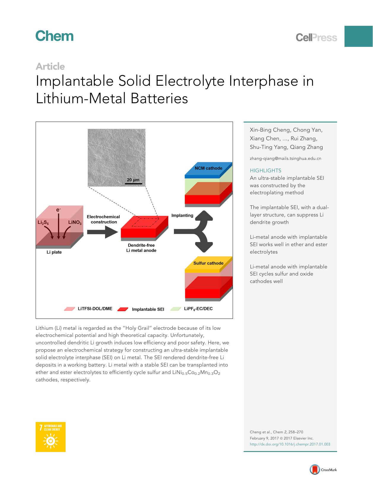 Implantable Solid Electrolyte Interphase in Lithium-Metal Batteries by unknow