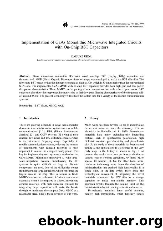 Implementation of GaAs Monolithic Microwave Integrated Circuits with On-Chip BST Capacitors by Unknown