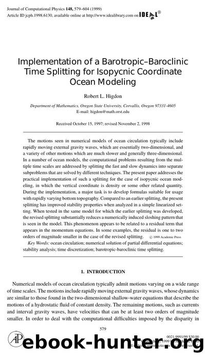 Implementation of a BarotropicâBaroclinic by Higdon R. L