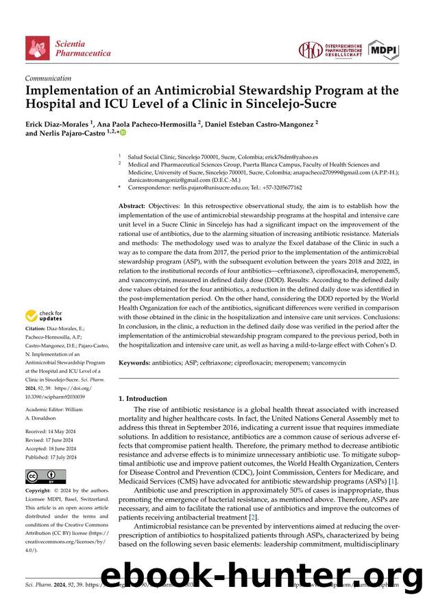 Implementation of an Antimicrobial Stewardship Program at the Hospital and ICU Level of a Clinic in Sincelejo-Sucre by unknow