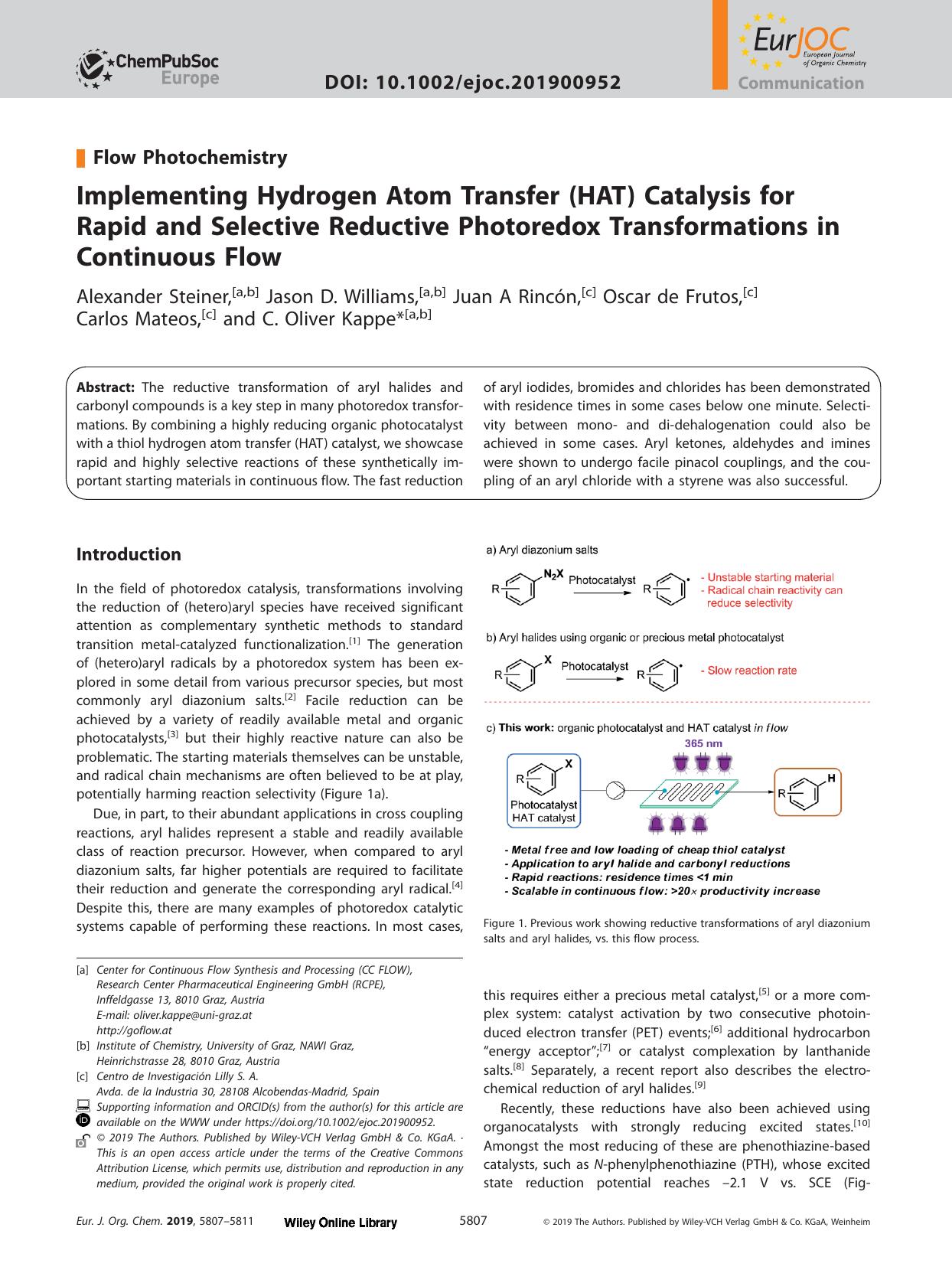 Implementing Hydrogen Atom Transfer (HAT) Catalysis for Rapid and Selective Reductive Photoredox Transformations in Continuous Flow by Unknown