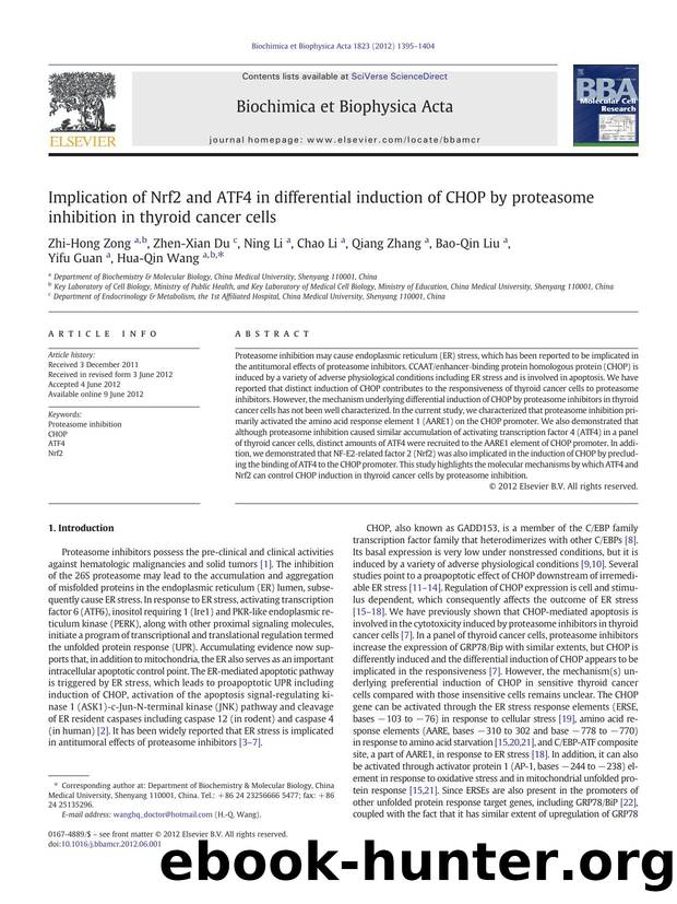 Implication of Nrf2 and ATF4 in differential induction of CHOP by proteasome inhibition in thyroid cancer cells by unknow