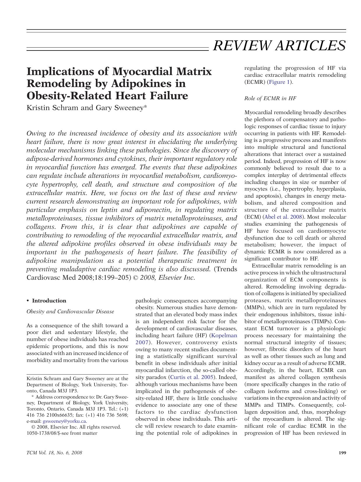 Implications of Myocardial Matrix Remodeling by Adipokines in Obesity-Related Heart Failure by Kristin Schram; Gary Sweeney