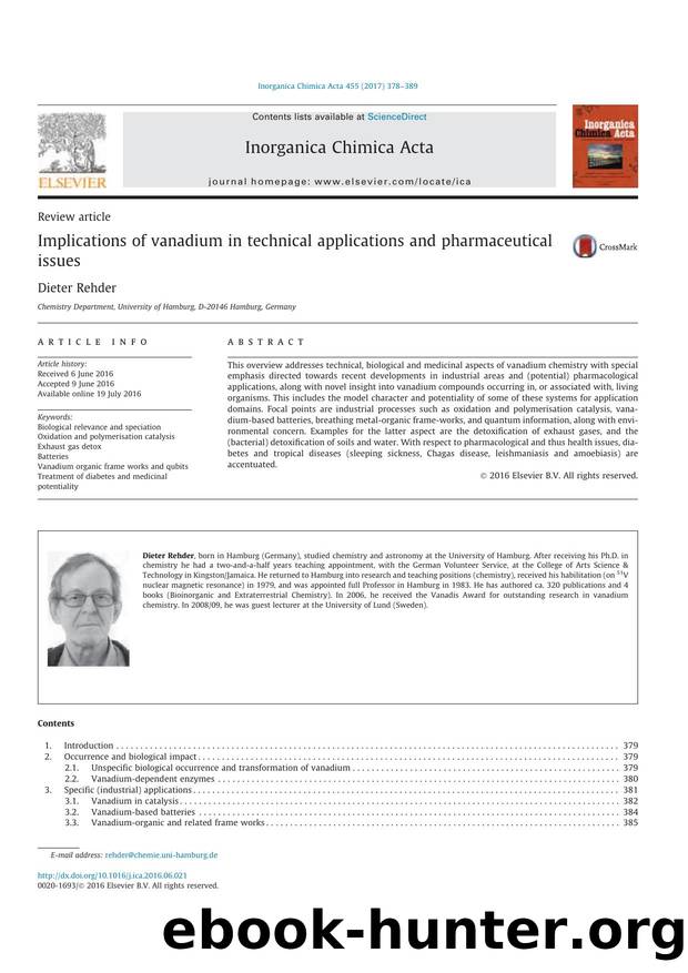 Implications of vanadium in technical applications and pharmaceutical issues by Dieter Rehder