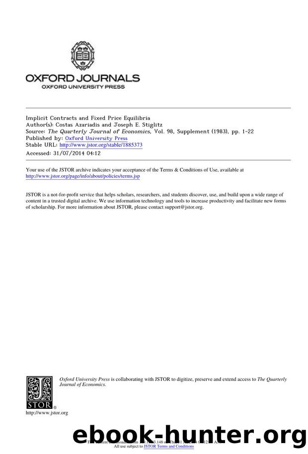 Implicit Contracts and Fixed Price Equilibria by Implicit Contracts & Fixed Price Equilibria