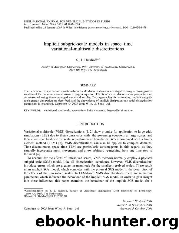 Implicit subgrid-scale models in space-time variational-multiscale discretizations by Unknown