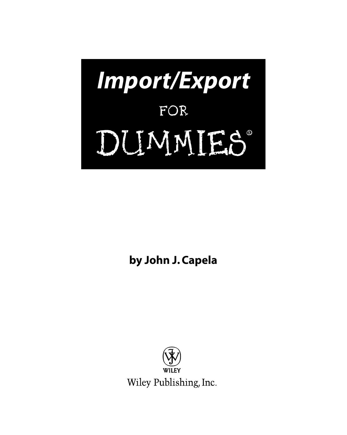 Import Export for DUMmIES by Unknown