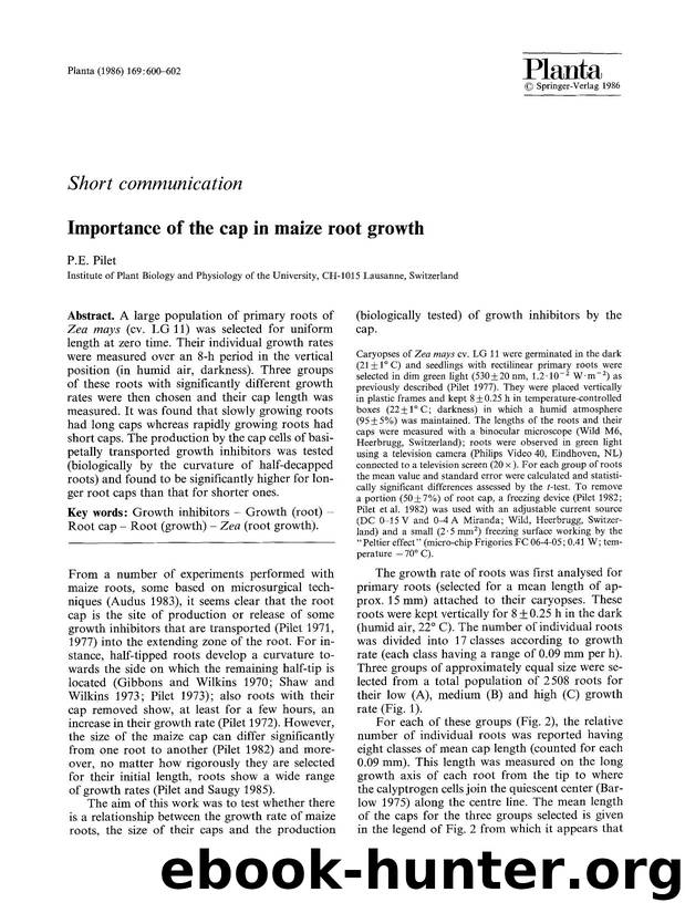 Importance of the cap in maize root growth by Unknown