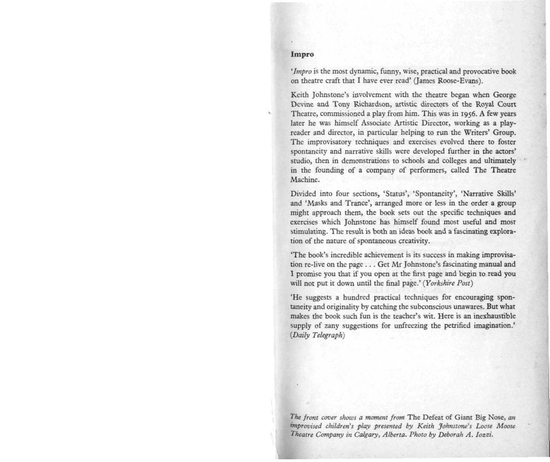 Impro: Improvisation and the Theatre by Keith Johnstone