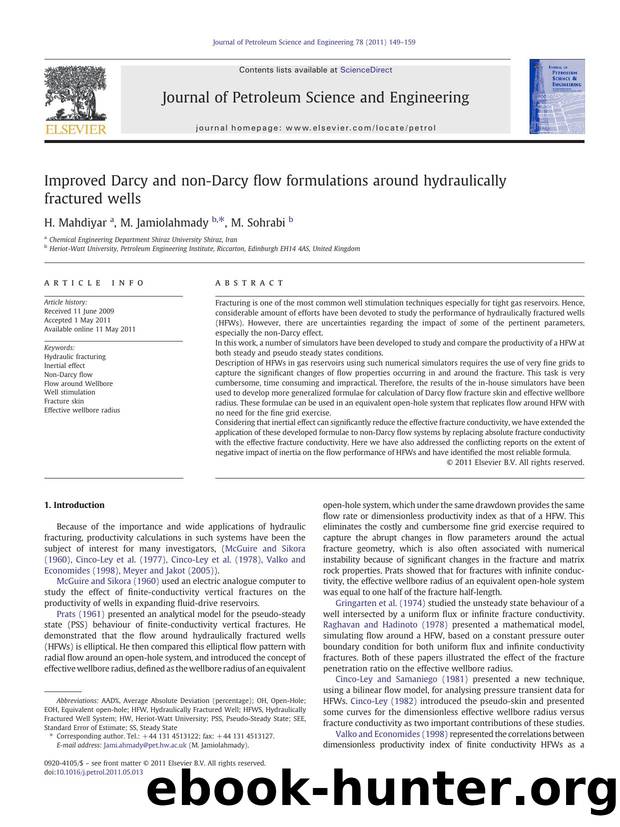 Improved Darcy and non-Darcy flow formulations around hydraulically fractured wells by H. Mahdiyar & M. Jamiolahmady & M. Sohrabi