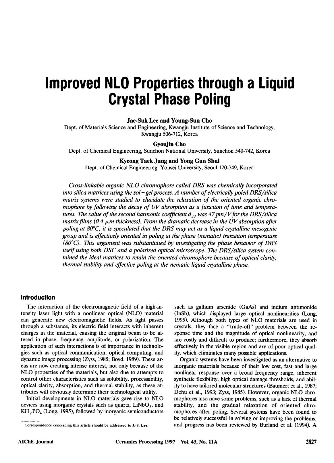 Improved NLO properties through a liquid crystal phase poling by Unknown