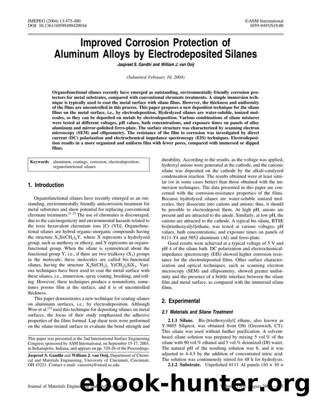 Improved corrosion protection of aluminum alloys by electrodeposited silanes by Unknown