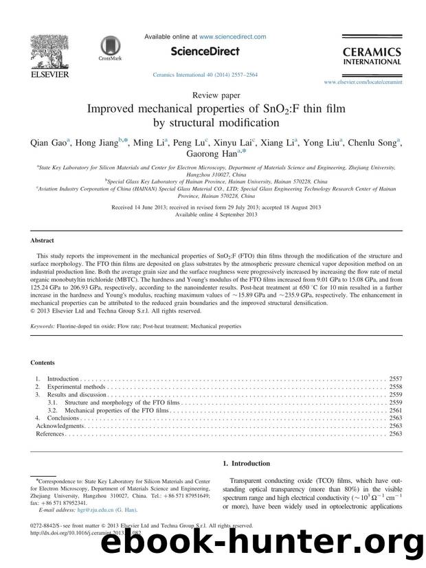 Improved mechanical properties of SnO2_F thin film by structural modification by unknow