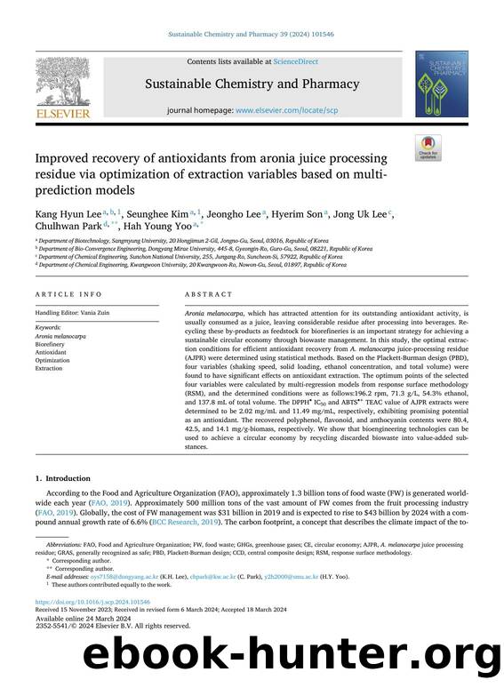 Improved recovery of antioxidants from aronia juice processing residue via optimization of extraction variables based on multi-prediction models by unknow