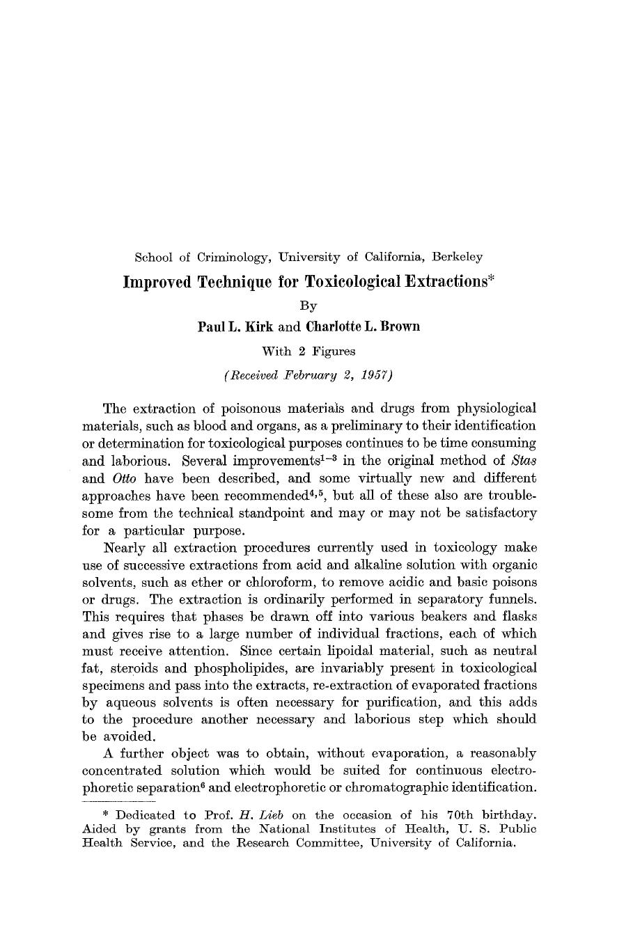 Improved technique for toxicological extractions by Unknown