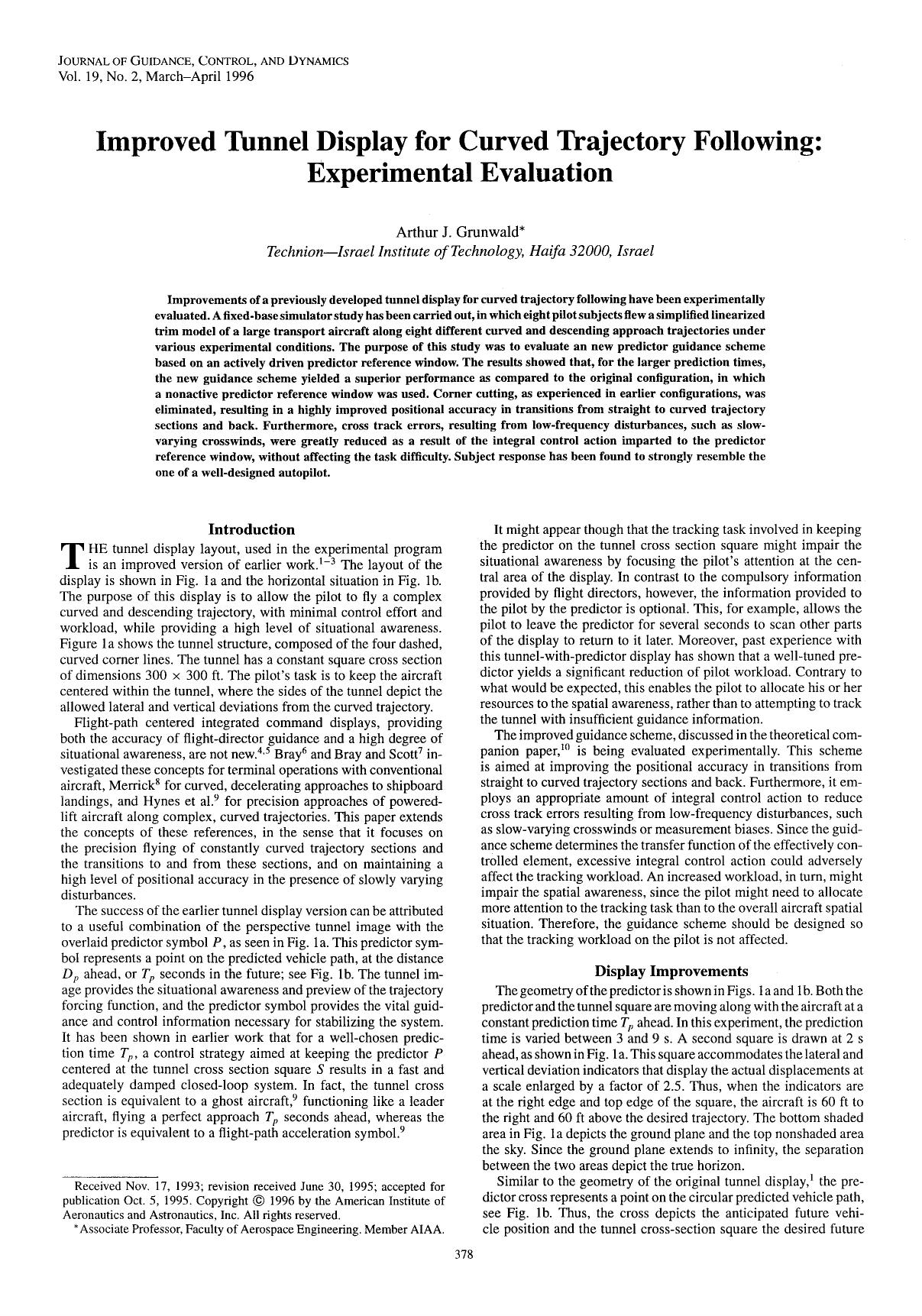 Improved tunnel display for curved trajectory following by Experimental evaluation