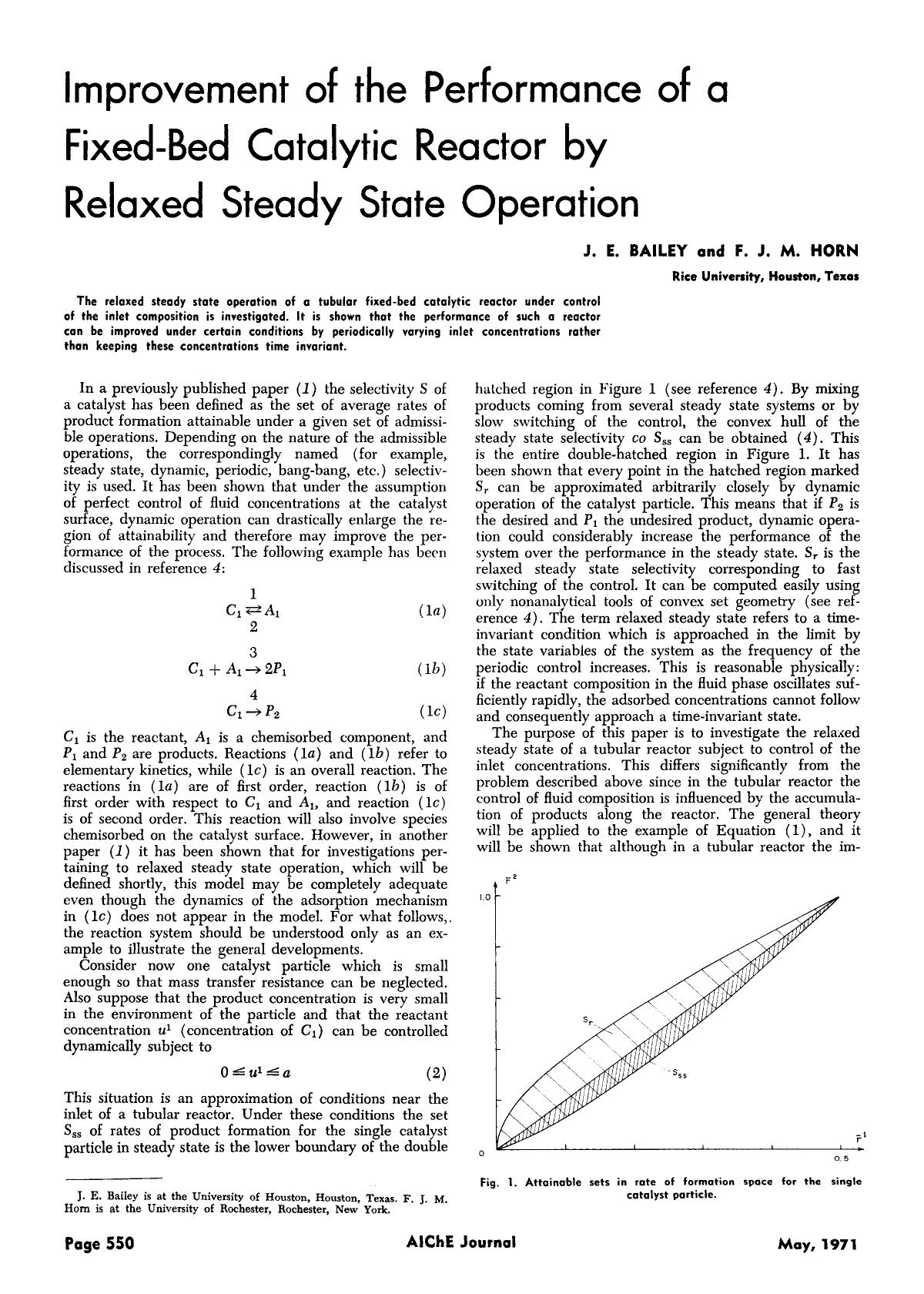 Improvement of the performance of a fixed-bed catalytic reactor by relaxed steady state operation by Unknown