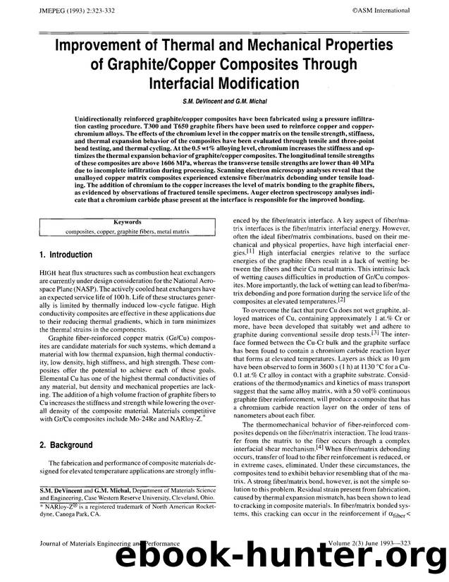 Improvement of thermal and mechanical properties of graphitecopper composites through interfacial modification by Unknown