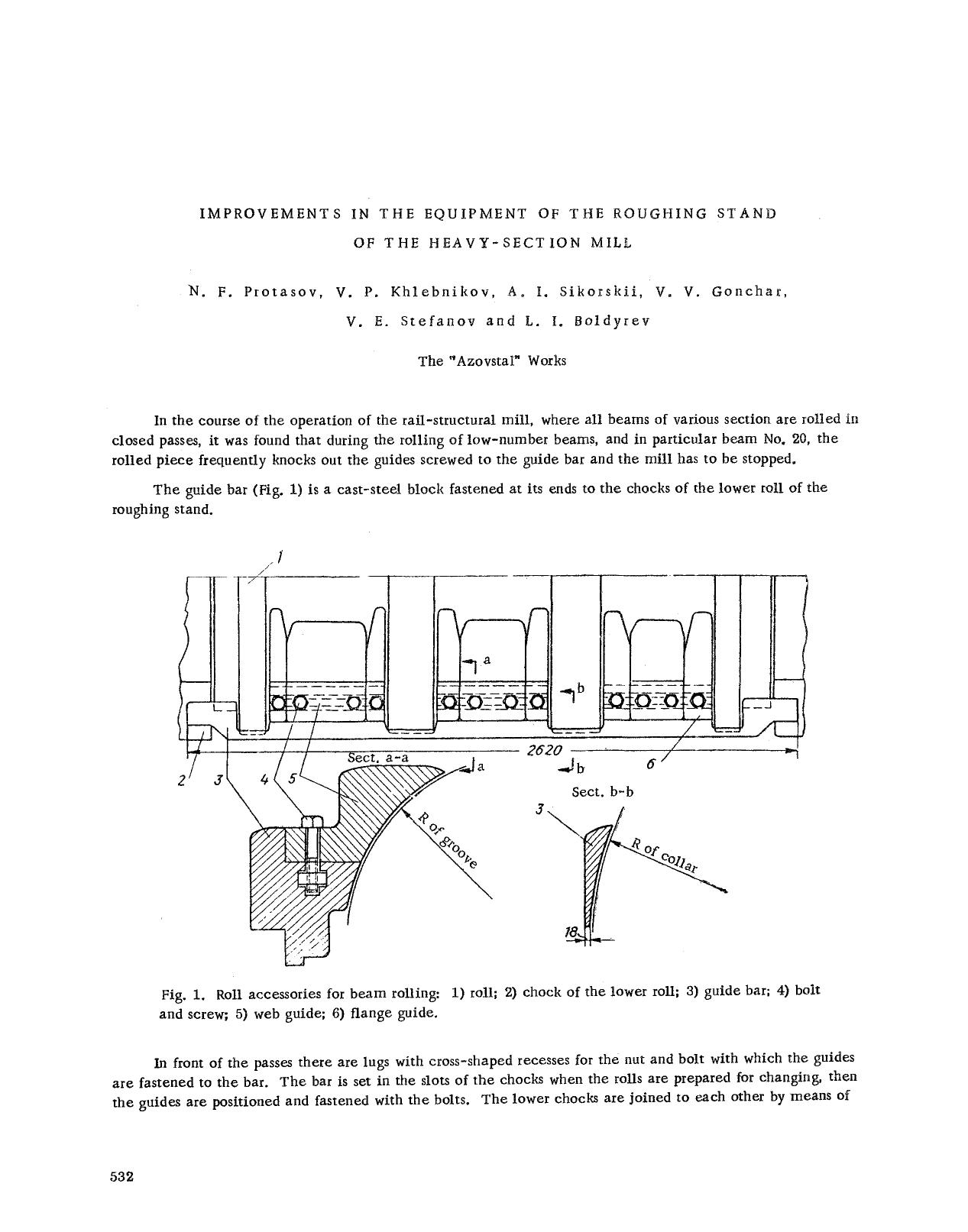 Improvements in the equipment of the roughing stand of the heavy-section mill by Unknown