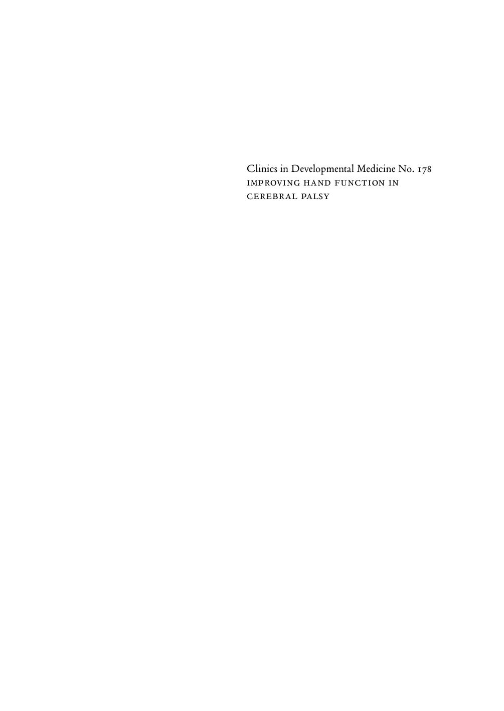 Improving Hand Function in Children with Cerebral Palsy: Theory, evidence and intervention by Ann-Christin Eliasson; Patricia A. Burtner