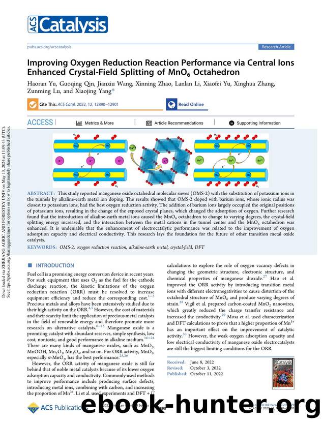 Improving Oxygen Reduction Reaction Performance via Central Ions Enhanced Crystal-Field Splitting of MnO6 Octahedron by unknow