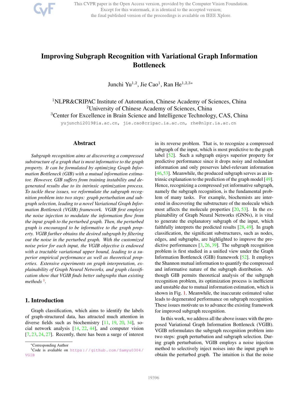 Improving Subgraph Recognition With Variational Graph Information Bottleneck by Junchi Yu & Jie Cao & Ran He