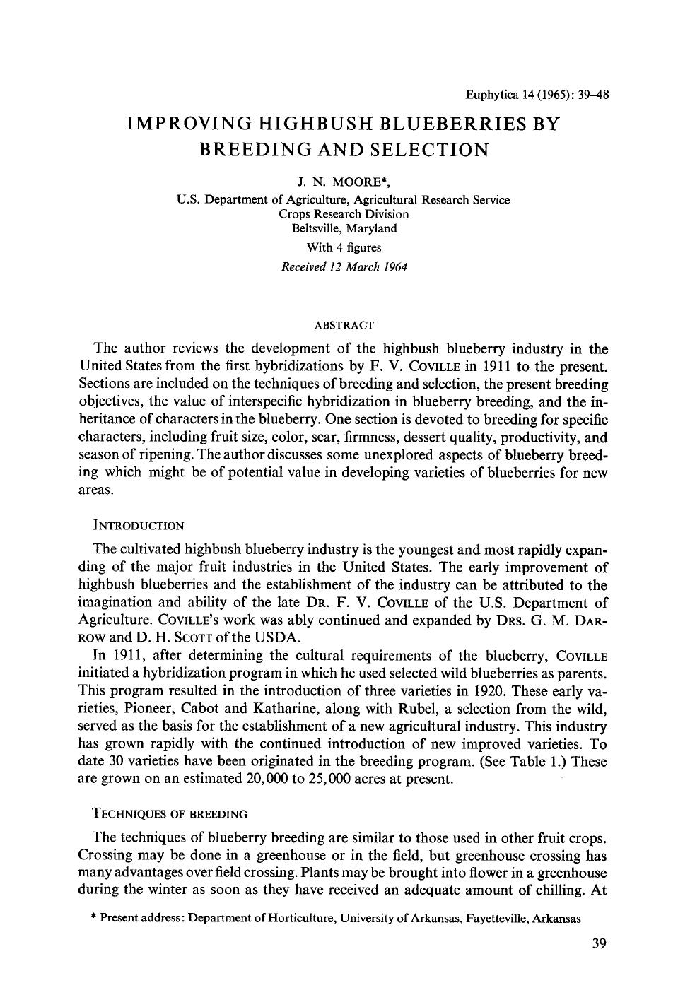 Improving highbush blueberries by breeding and selection by Unknown