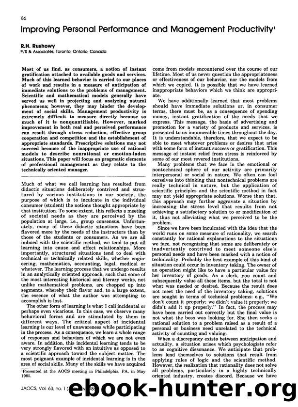 Improving personal performance and management productivity by Unknown