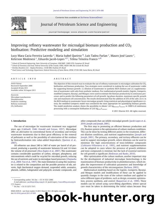 Improving refinery wastewater for microalgal biomass production and CO2 biofixation: Predictive modeling and simulation by unknow