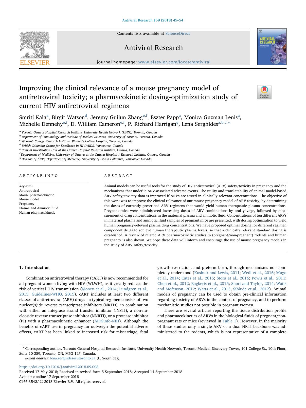 Improving the clinical relevance of a mouse pregnancy model of antiretroviral toxicity; a pharmacokinetic dosing-optimization study of current HIV antiretroviral regimens by unknow