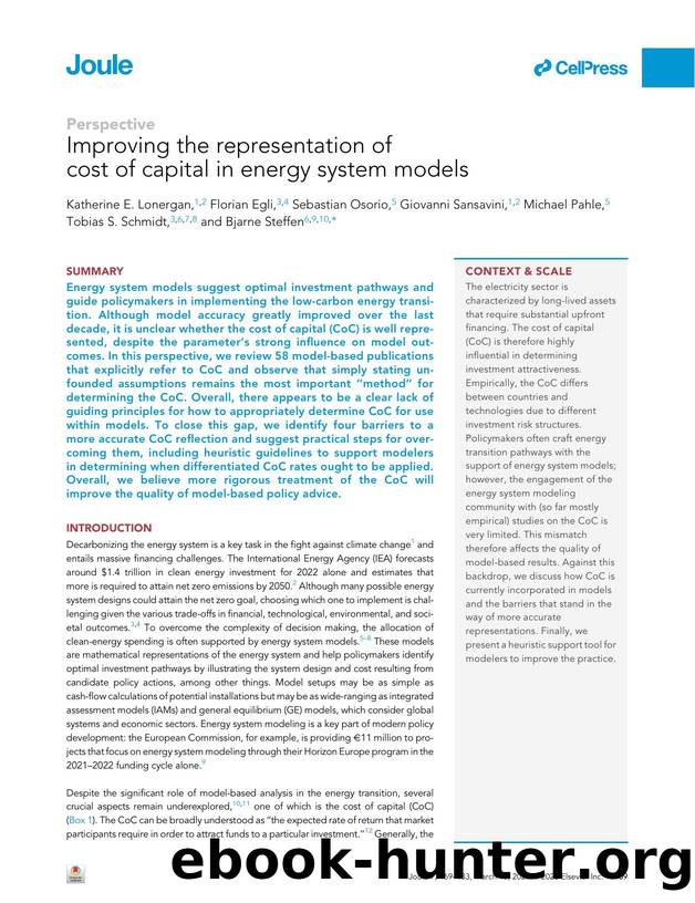 Improving the representation of cost of capital in energy system models by unknow