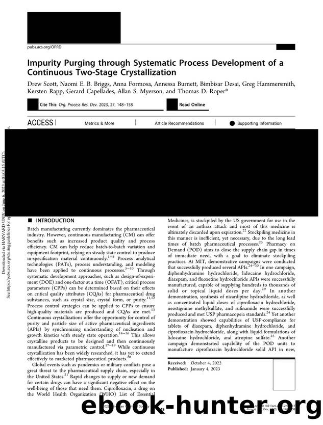 Impurity Purging through Systematic Process Development of a Continuous Two-Stage Crystallization by unknow