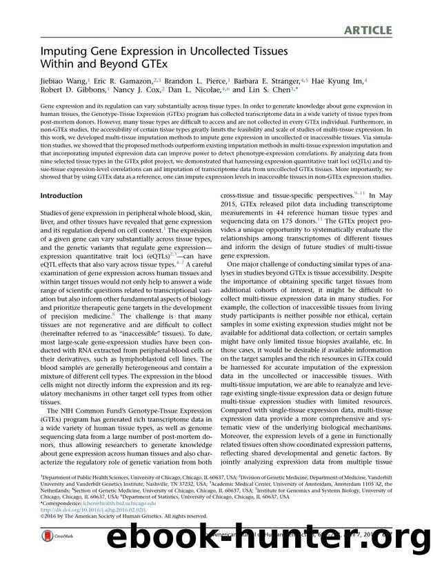 Imputing Gene Expression in Uncollected Tissues Within and Beyond GTEx by unknow