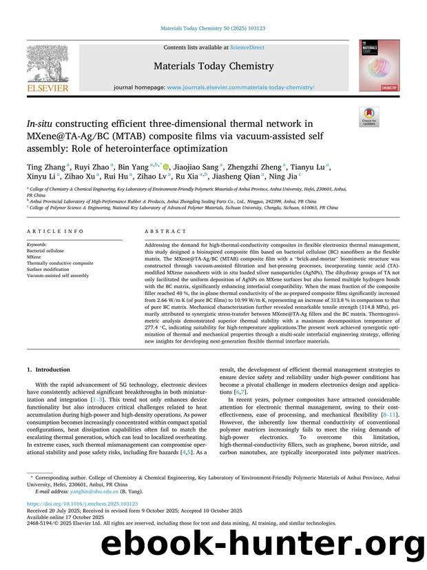 In - situ constructing efficient three-dimensional thermal network in MXene@TA-AgBC (MTAB) composite films via vacuum-assisted self assembly: Role of heterointerface optimization by unknow