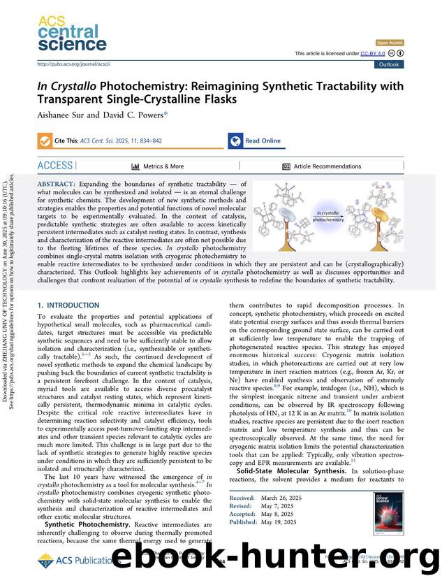 In Crystallo Photochemistry: Reimagining Synthetic Tractability with Transparent Single-Crystalline Flasks by Aishanee Sur and David C. Powers