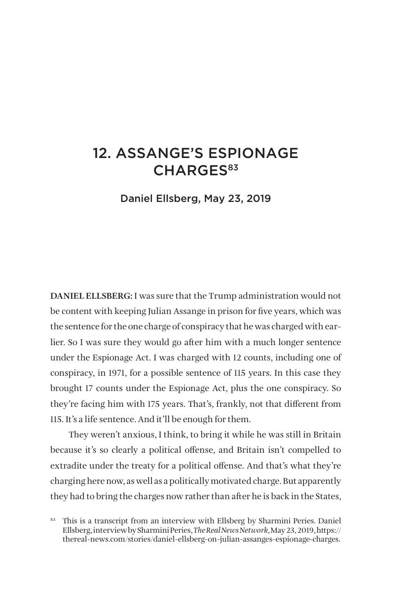 In Defense of Julian Assange [excerpt] by Tariq Ali and Margaret Kunstler (editors)