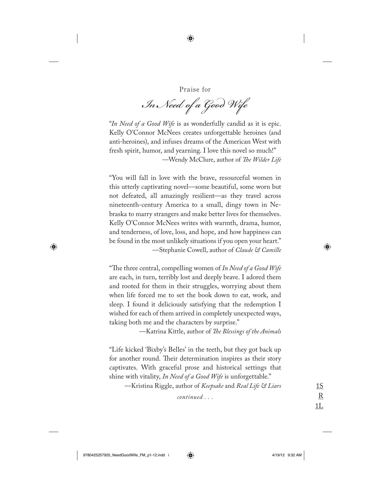 In Need of a Good Wife by Kelly O'Connor McNees