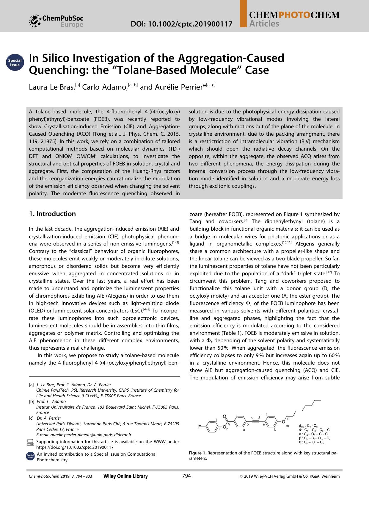 In Silico Investigation of the AggregationâCaused Quenching: the âTolaneâBased Moleculeâ Case by Unknown
