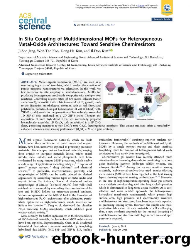In Situ Coupling of Multidimensional MOFs for Heterogeneous Metal-Oxide Architectures: Toward Sensitive Chemiresistors by Ji-Soo Jang & Won-Tae Koo & Dong-Ha Kim & Il-Doo Kim (ORCID: 0000-0002-9970-2218)