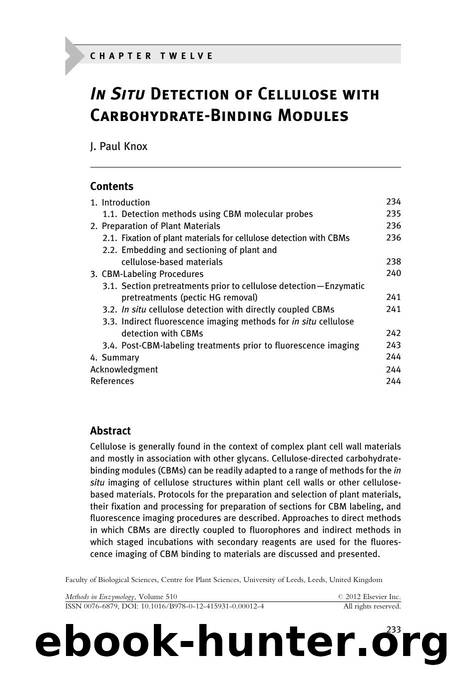 In Situ Detection of Cellulose with Carbohydrate-Binding Modules by J. Paul Knox
