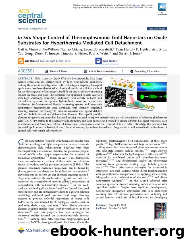 In Situ Shape Control of Thermoplasmonic Gold Nanostars on Oxide Substrates for Hyperthermia-Mediated Cell Detachment by unknow