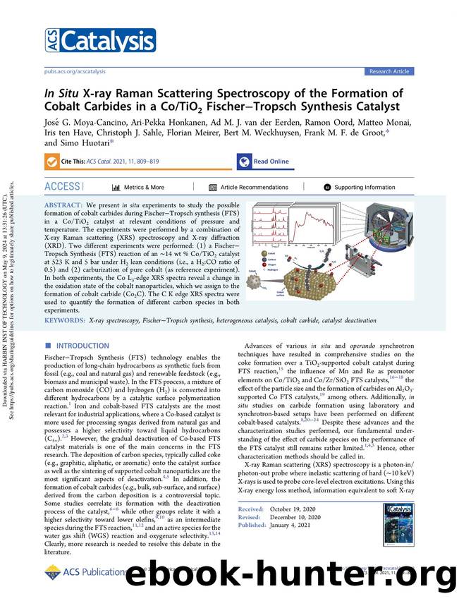 In Situ X-ray Raman Scattering Spectroscopy of the Formation of Cobalt Carbides in a CoTiO2 FischerâTropsch Synthesis Catalyst by unknow