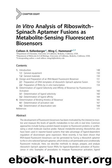 In Vitro Analysis of Riboswitch-Spinach Aptamer Fusions as Metabolite-Sensing Fluorescent Biosensors by Colleen A. Kellenberger & Ming C. Hammond