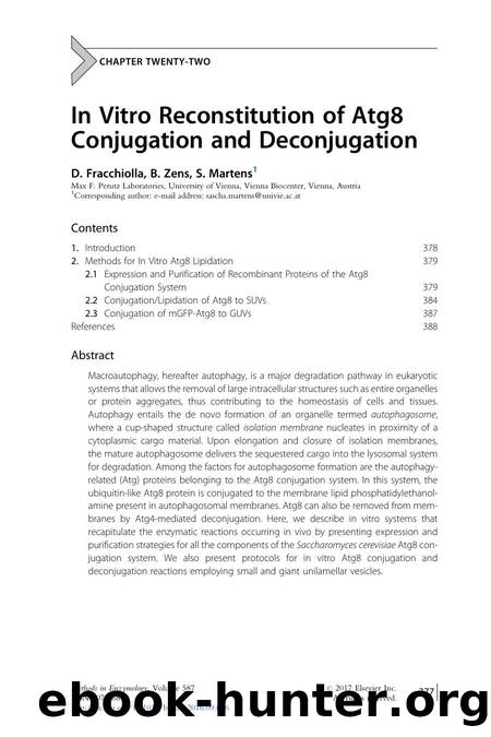 In Vitro Reconstitution of Atg8 Conjugation and Deconjugation by D. Fracchiolla & B. Zens & S. Martens
