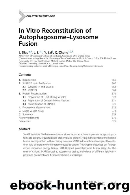 In Vitro Reconstitution of Autophagosome-Lysosome Fusion by J. Diao & L. Li & Y. Lai & Q. Zhong