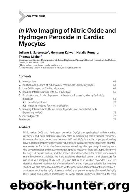 In Vivo Imaging of Nitric Oxide and Hydrogen Peroxide in Cardiac Myocytes by Juliano L. Sartoretto & Hermann Kalwa & Natalia Romero & Thomas Michel